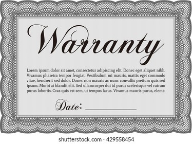 Sample Warranty certificate template. Elegant design. With guilloche pattern and background. Vector illustration. 