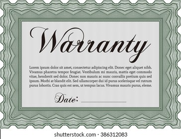 Sample Warranty certificate template. With guilloche pattern. Vector illustration. Elegant design. 