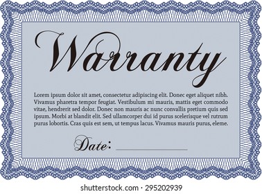 Sample Warranty certificate template. With sample text. With background. Retro design. 
