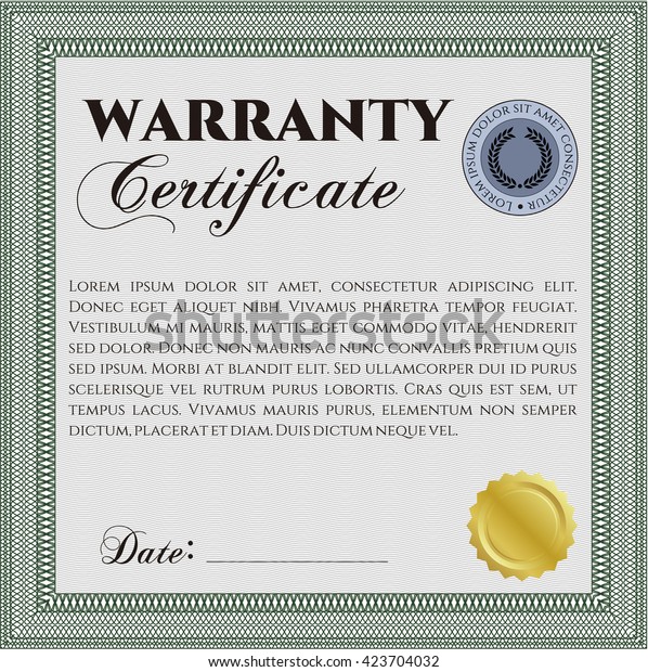 Sample Warranty Certificate Template Vector Illustration Stock Vector ...