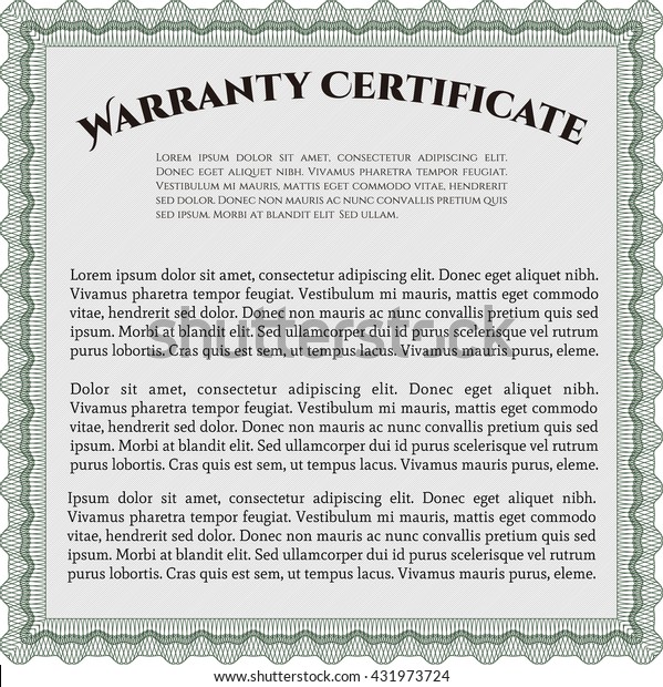 Sample Warranty Certificate Template Vector Illustration Stock Vector ...