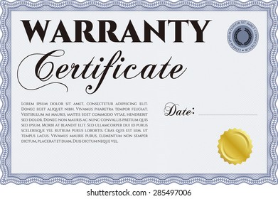 Sample Warranty certificate template. Very Customizable. With complex background. Complex border. 