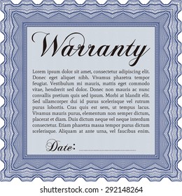 Sample Warranty certificate template. Very Detailed. Complex frame. With background. 