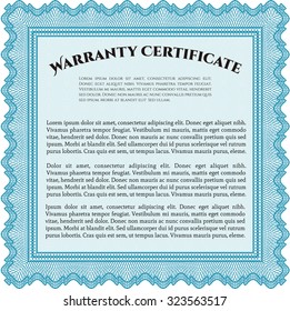 Modelo de certificado de garantía. Muy personalizable. Con un fondo complejo. Borde complejo.
