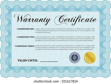 Sample Warranty certificate. With sample text. Complex frame design. Very Customizable. 