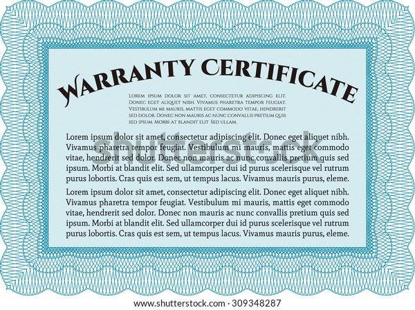 Sample Warranty Certificate Sample Text Vector Stock Vector (Royalty ...