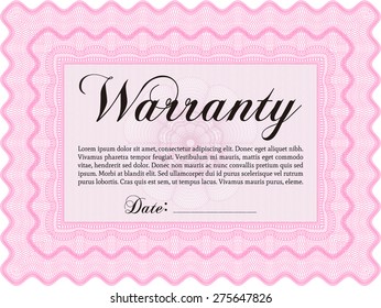 Sample Warranty certificate. Very Customizable. With complex background. Complex border. 