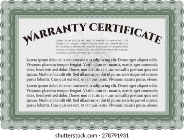 Sample Warranty certificate. Very Customizable. Easy to print. Complex frame. 