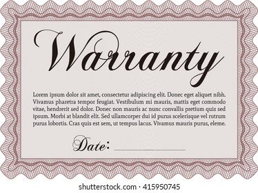 Sample Warranty. With linear background. Beauty design. Border, frame. 