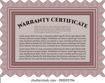 Sample Warranty. With linear background. Border, frame. Beauty design. 