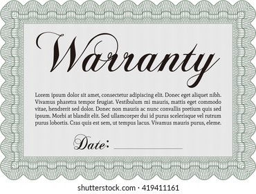 Sample Warranty. With linear background. Border, frame. Beauty design. 