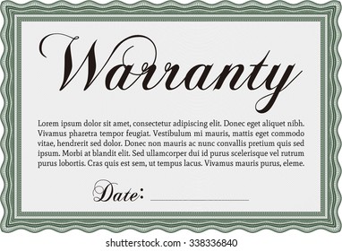 Sample Warranty template. Easy to print. Complex border. Perfect style. 