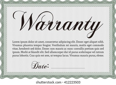 Sample Warranty template. With great quality guilloche pattern. Sophisticated design. 