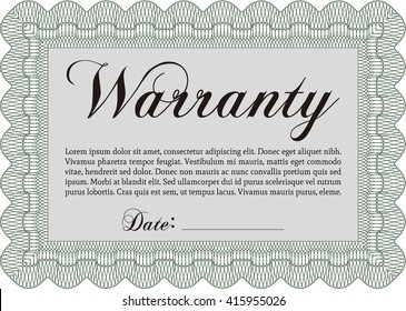 Sample Warranty template. With great quality guilloche pattern. Sophisticated design. 