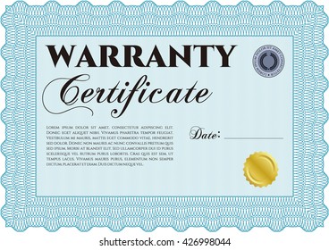 Sample Warranty template. With great quality guilloche pattern. Sophisticated design. 