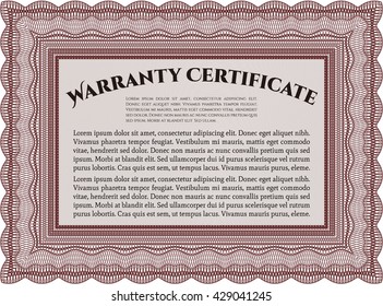 Sample Warranty template. With great quality guilloche pattern. Sophisticated design. 