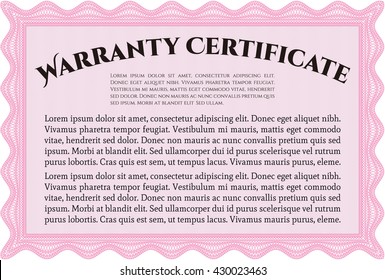Sample Warranty template. With great quality guilloche pattern. Retro design. 