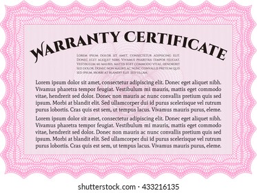 Sample Warranty template. With great quality guilloche pattern. Sophisticated design. 