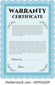 Sample Warranty template. Retro design. With great quality guilloche pattern. 