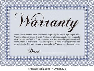 Sample Warranty template. Sophisticated design. With great quality guilloche pattern. 