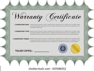 Sample Warranty template. Sophisticated design. With great quality guilloche pattern. 