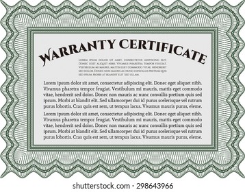 Sample Warranty template. With sample text. Perfect style. Complex frame design. 