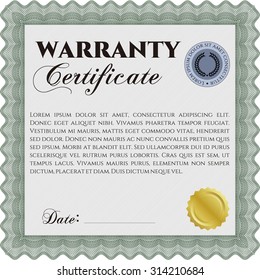 Sample Warranty template. With sample text. Perfect style. Complex design. 