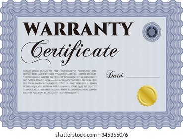 Sample Warranty template. Vector illustration. It includes background. With sample text. 