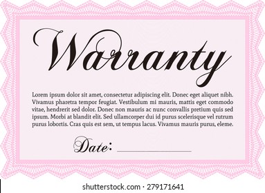Sample Warranty template. Very Customizable. Complex border design. With complex background. 