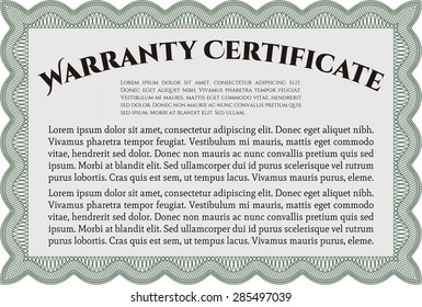 Sample Warranty. Vector illustration. With sample text. Complex border design. 