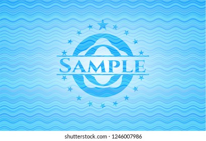 Sample water wave representation emblem background.