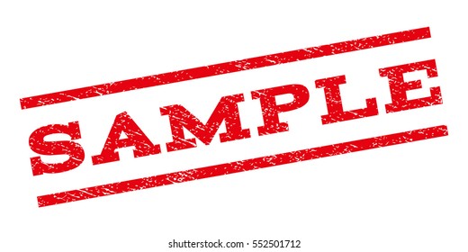 Sample watermark stamp. Text caption between parallel lines with grunge design style. Rubber seal stamp with scratched texture. Vector red color ink imprint on a white background.