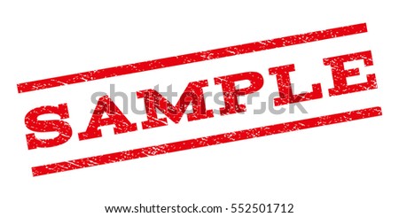 Sample watermark stamp. Text caption between parallel lines with grunge design style. Rubber seal stamp with scratched texture. Vector red color ink imprint on a white background.
