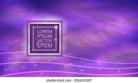 Sample wavy purple glowing muddy cover with bubbles and text - lorem ipsum vector eps10