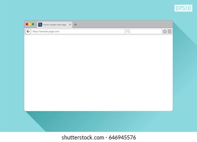 Beispiel einer Webseite in flachem Stil auf Farbhintergrund. Internet-Browser. Vektordesign-Objekt für Ihr Projekt 