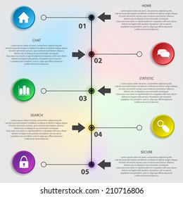 Sample website with buttons and icons. eps10