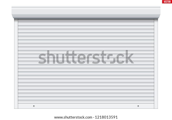 Sample of White garage Roller Shutters.\
Protect System for garage and shop. Vector Illustration isolated on\
white background.