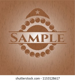 Sample wooden emblem. Vintage.