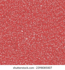 A sample of a worn red carpet, sprinkled with a lot of white dashes or chaotic stitches. Mottled background. Vector seamless.