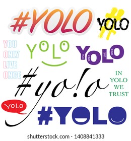 Sample yolo text different forms and colors