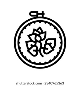 Sampler Stickerei Hobby-Linie Symbol Vektorgrafik. Sampler Stickerei Hobby-Zeichen. isoliertes Kontursymbol