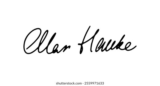 Samples of forged autographs. One vector handwritten signature. Forged autograph written in different handwritings. Examples of documents and contracts with signatures first and last name