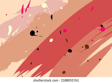 Samples of makeup smears. Collection of nude lipstick samples on light skin.A set of cosmetic guide brushes for beauty smearing makeup lines. Hand-drawn vector illustration.
