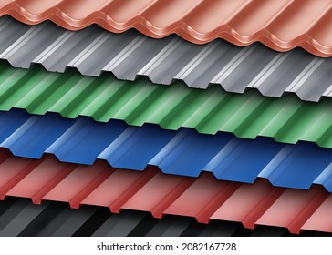 Samples Of Metal For The Roof. Vector Illustration