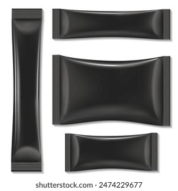 Samples of packages of individual black color. Vector illustration