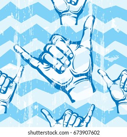 Sampless pattern with Hang Loose Hand Signal