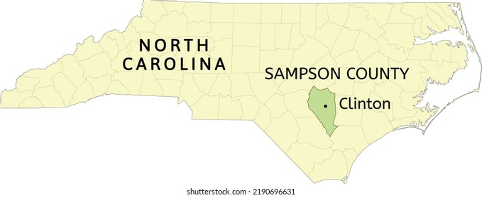 Sampson County And City Of Clinton Location On North Carolina State Map