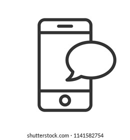 samrtphone message icon with simple black line use for website asset 