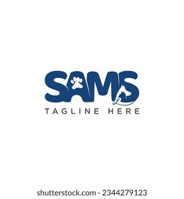 Lettre SAMS pour le logo de conception de clinique animale. Illustration vectorielle