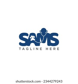 Lettre SAMS pour le logo de conception de clinique animale. Illustration vectorielle